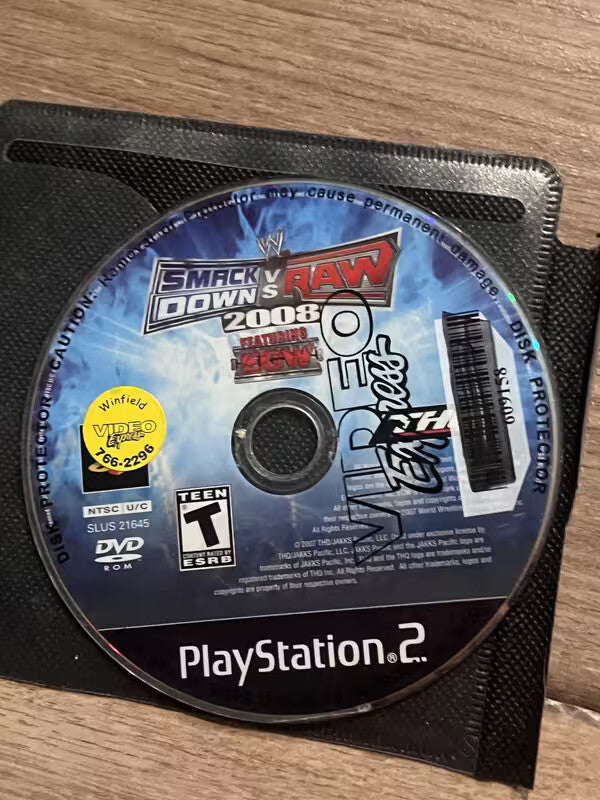 WWE Smackdown vs. Raw 2008 (Sony Playstation 2, 2007) DISC ONLY