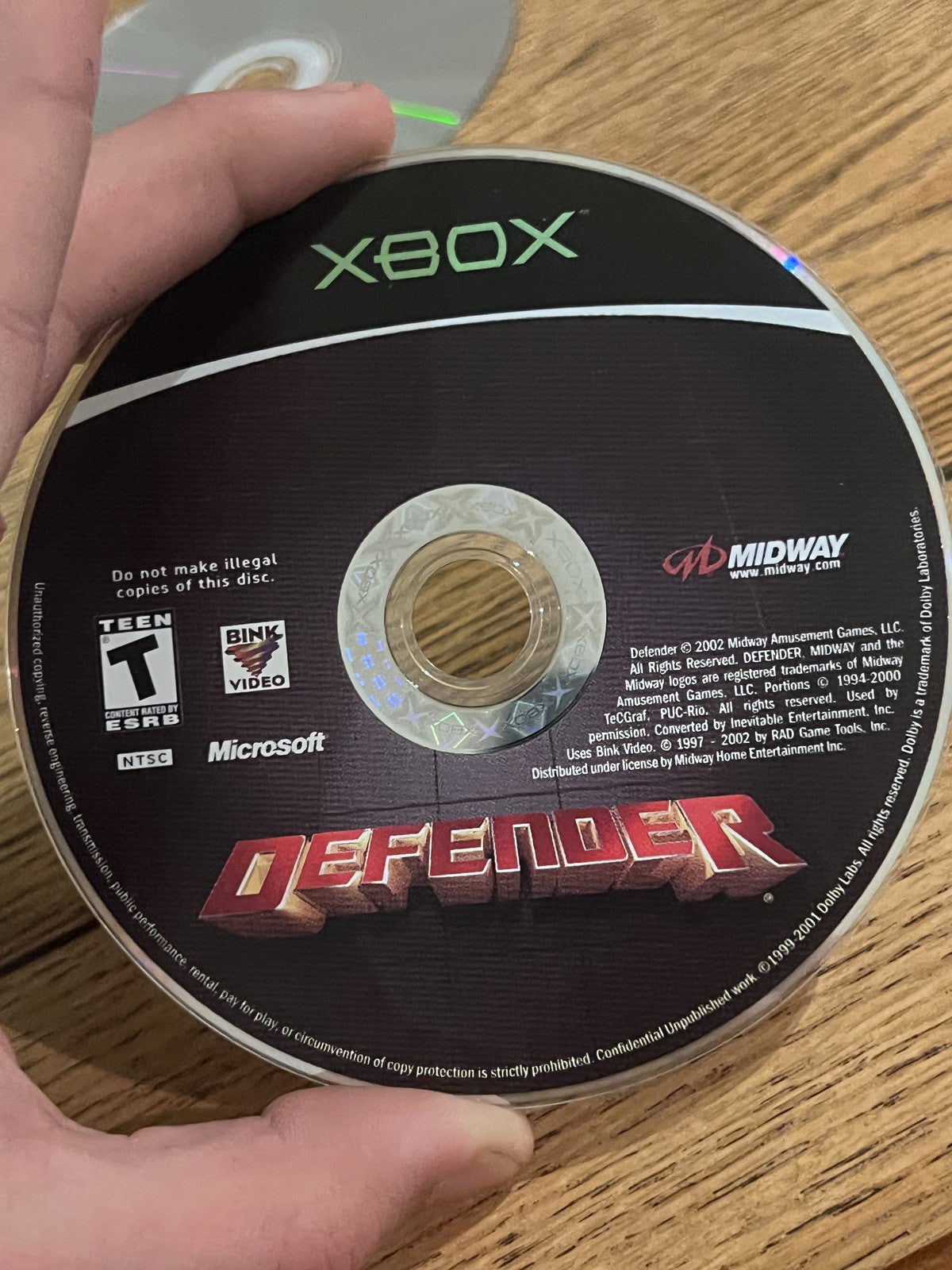 Defender (Microsoft Xbox, 2002) DISC ONLY
