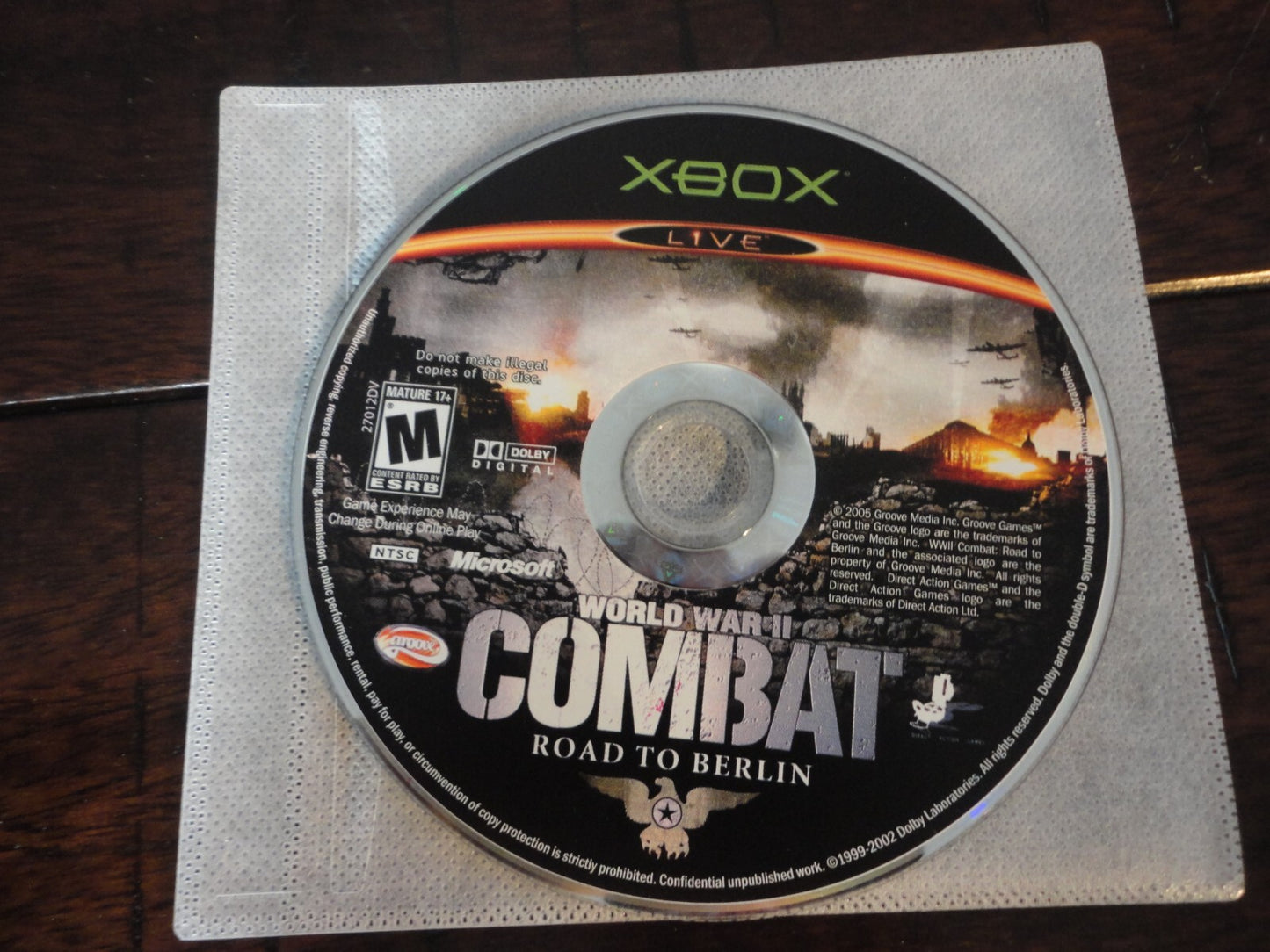 World War II Combat: Road to Berlin (Microsoft Xbox, 2006) DISC ONLY