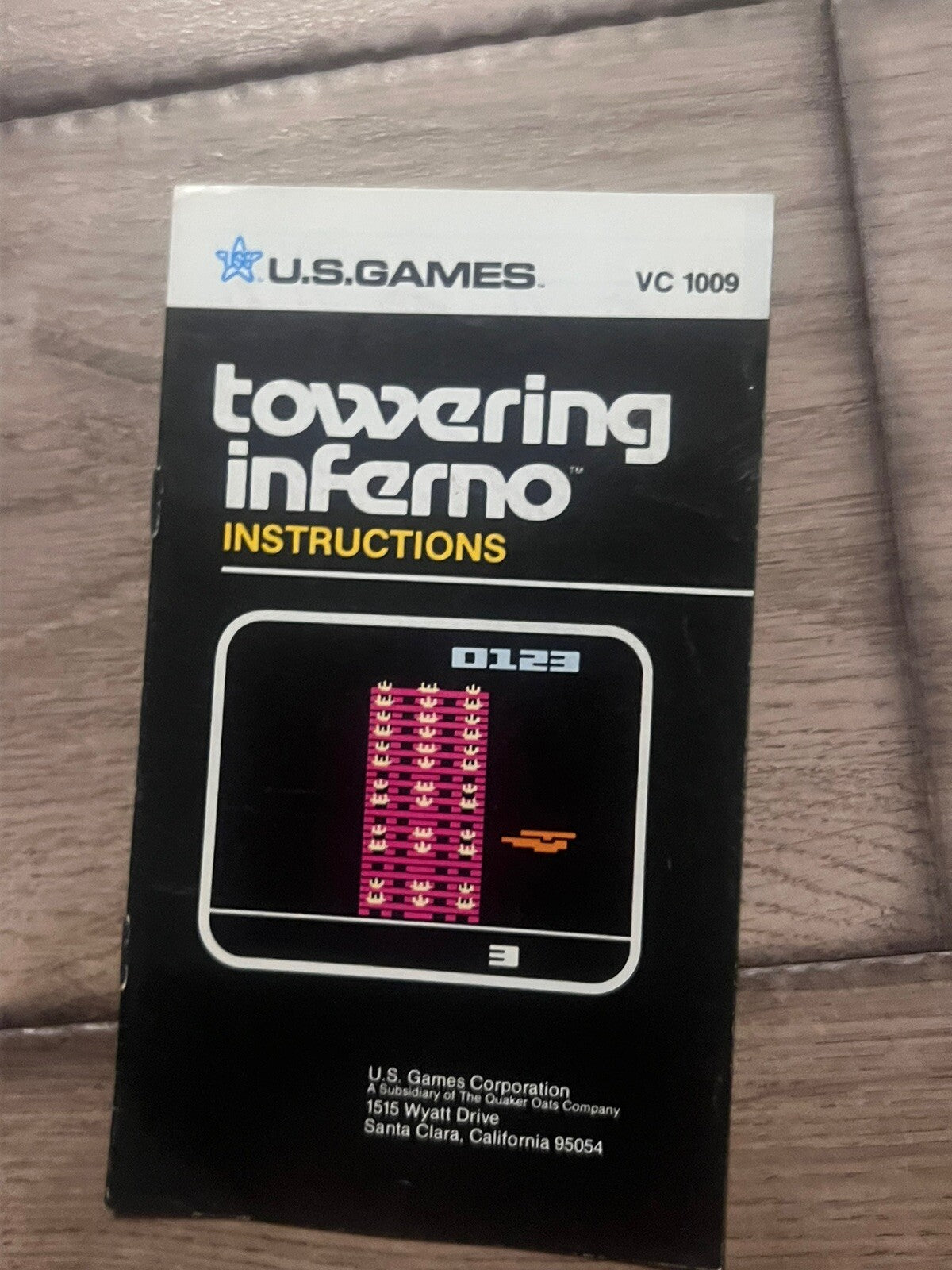 Towering Inferno (Atari 2600, 1982) MANUAL ONLY
