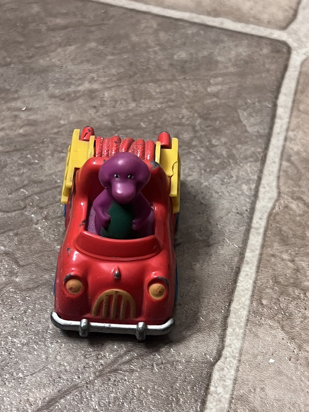 Barney the Purple Dinosaur Diecast Red Fire Truck Toy Car Hasbro Lyons 1997