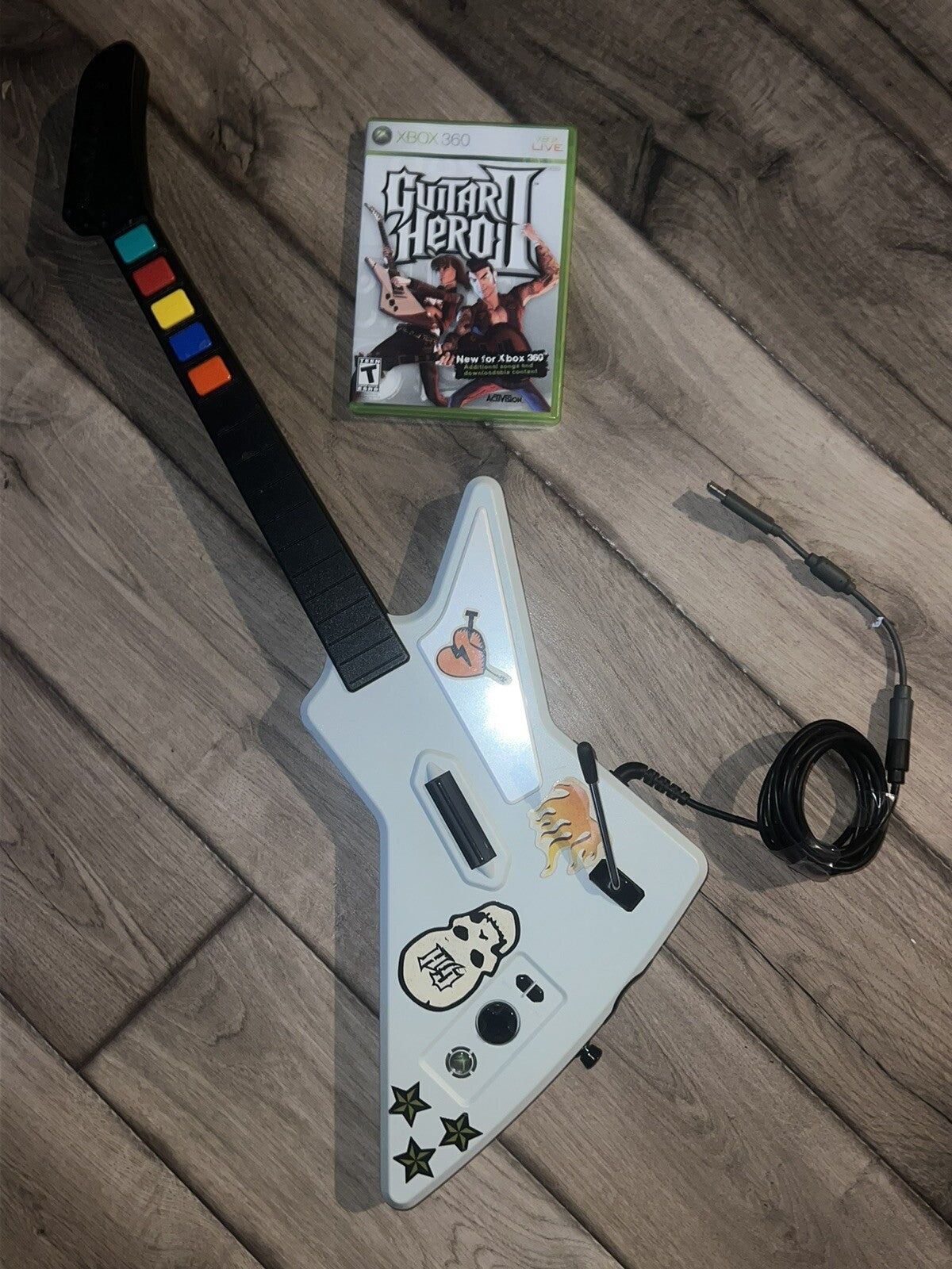 Xbox 360 X-Plorer Explorer Guitar With USB Adapter And Game NO STRAP