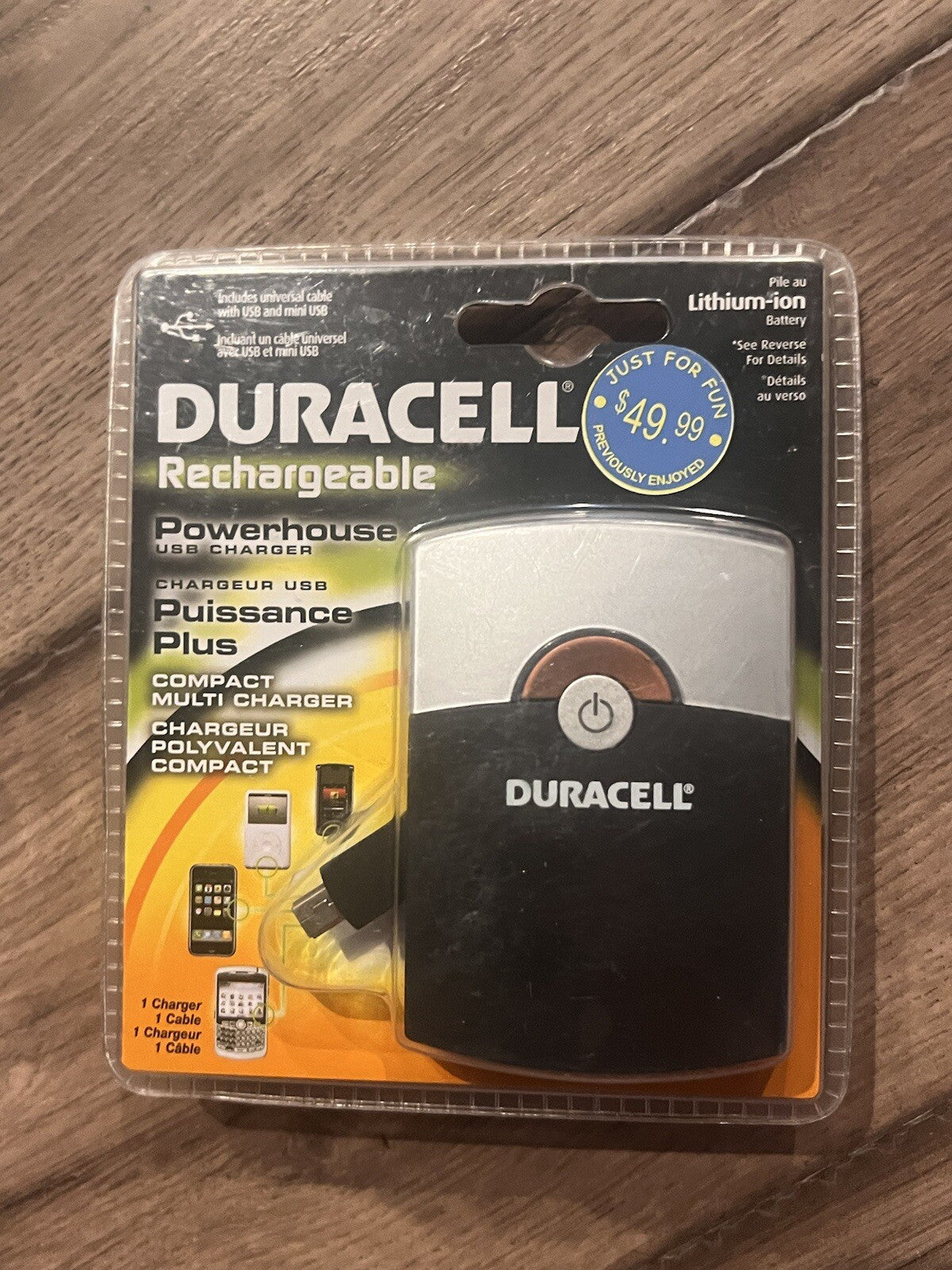 Duracell Rechargeable Pocket USB Charger w/Cable BRAND NEW