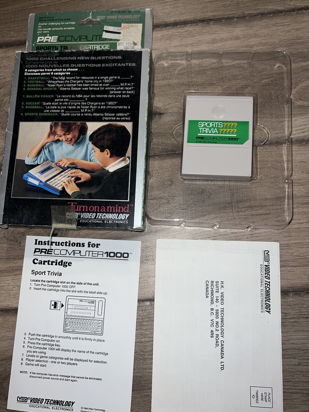 Vintage 1988 Vtech Precomputer 1000 Sports Trivia Game CIB WITH MANUAL