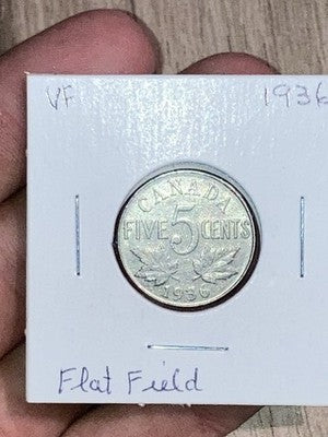 1936 Canada 5 Cents Nickel Coin King George V nice coin