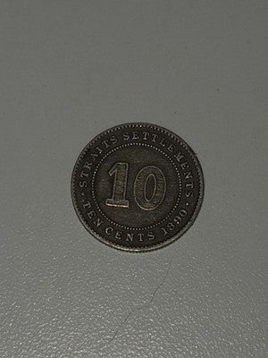 1890 H Straits Settlements Silver 10 Cents