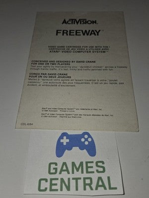 Atari 2600 Freeway Video Game Activision Manual Only