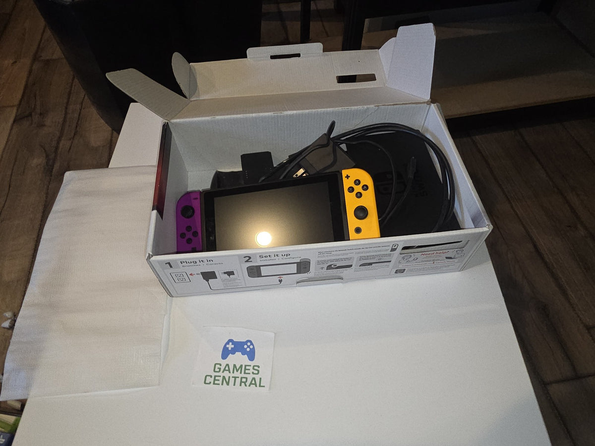 Nintendo Switch HAC-001 Yellow Purple 32GB Console V1 Unpatched Mistmatched Box