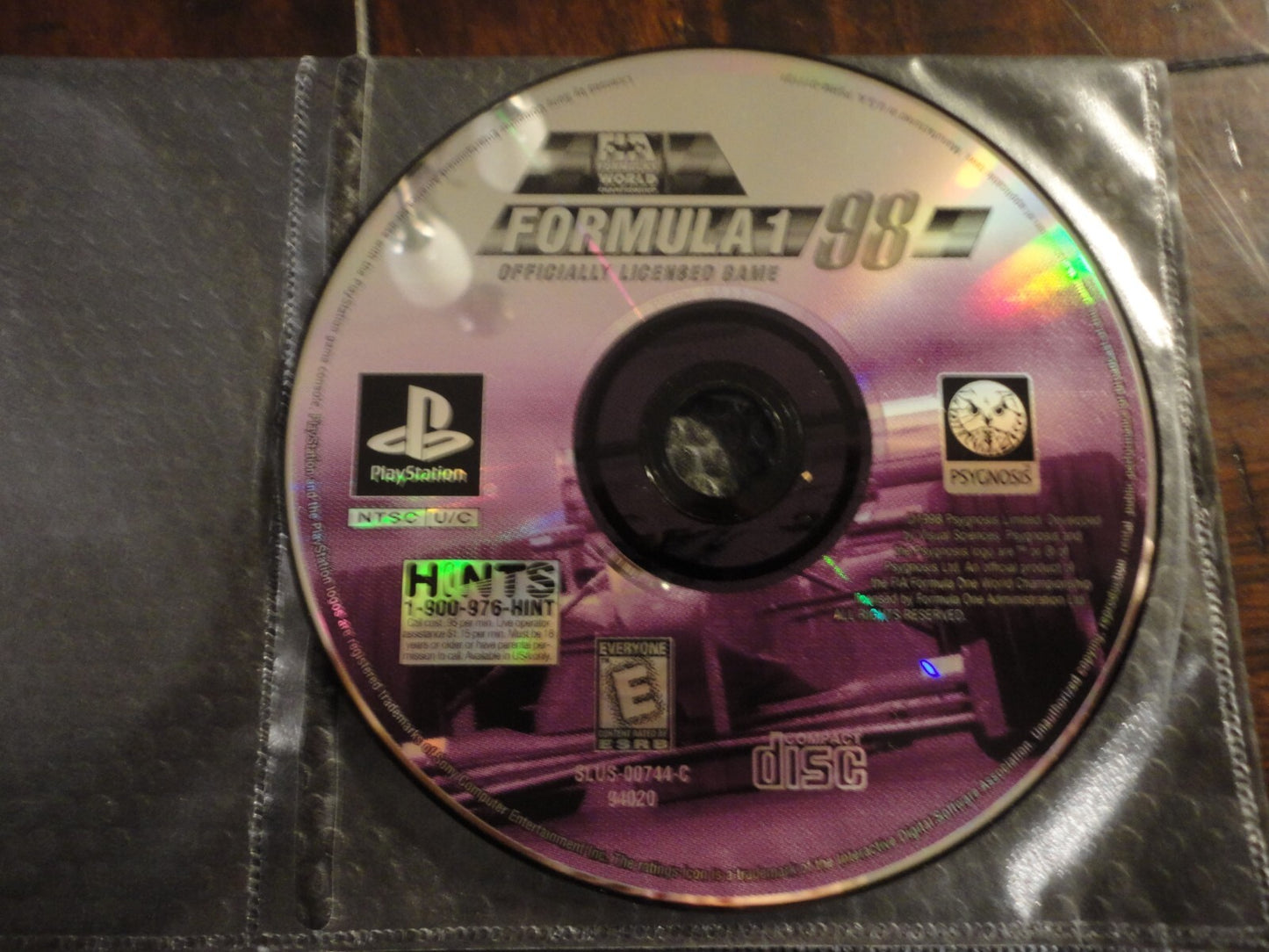 Formula 1 98 (Sony PlayStation 1, 1998) DISC ONLY