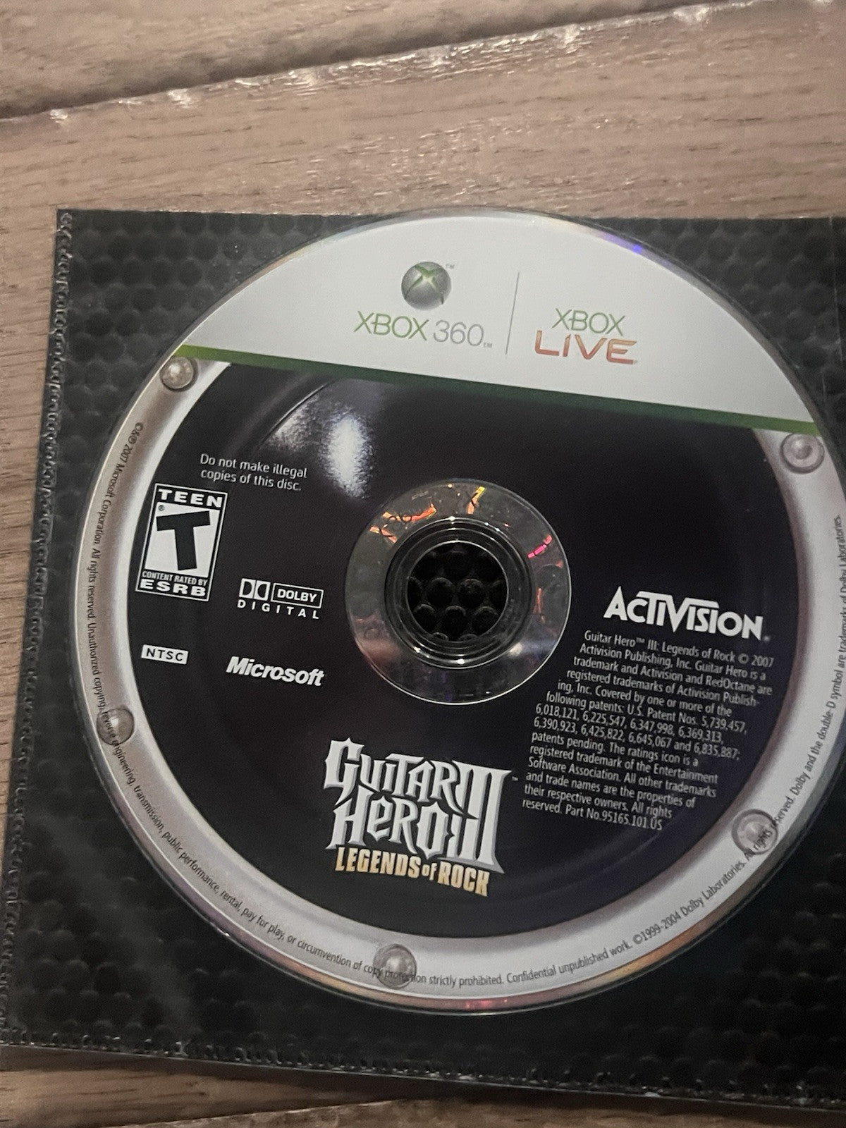 Guitar Hero III: Legends of Rock (Microsoft Xbox 360, 2007) DISC ONLY