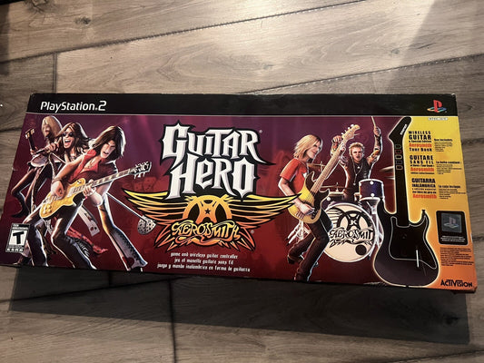 PS2 PlayStation 2 Guitar Hero Aerosmith Game & Wireless Guitar Bundle BRAND NEW