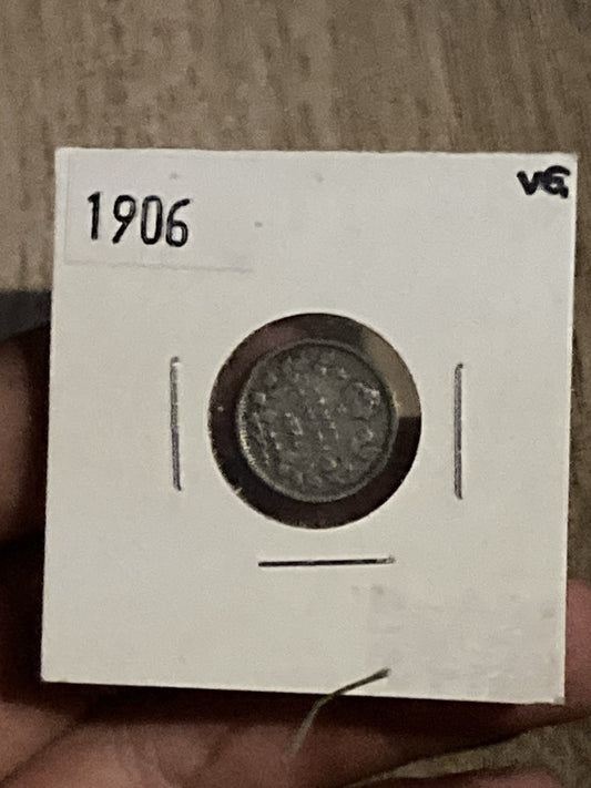 1906 Canada 5 Cents Half Dime Silver Coin Edward VII