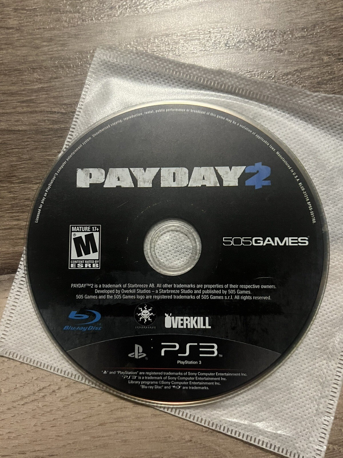 Payday 2 (Sony PlayStation 3, 2013) DISC ONLY