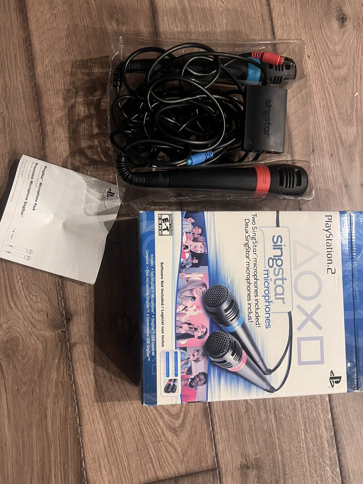 Set of 2 SingStar PlayStation PS2 PS3 Microphones with USB Converter Dongle CIB