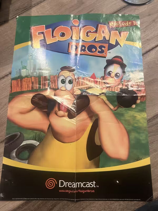Original SEGA Dreamcast Floigan Bros. Episode 1 Poster from EGM Magazine 14 x 20