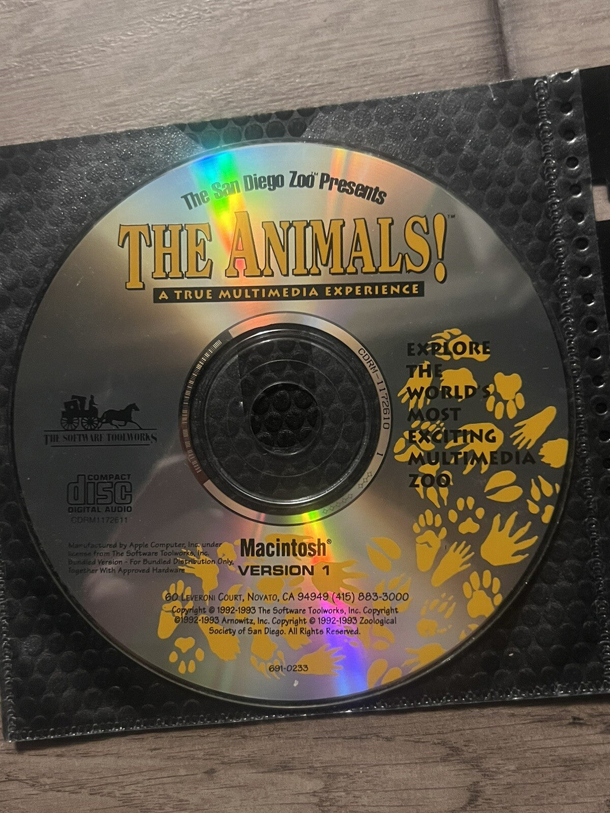 San Diego Zoo Presents The Animals CD ROM (Macintosh, 1994) DISC ONLY