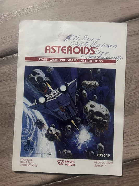 Asteroids (Atari 2600, 1979) MANUAL ONLY