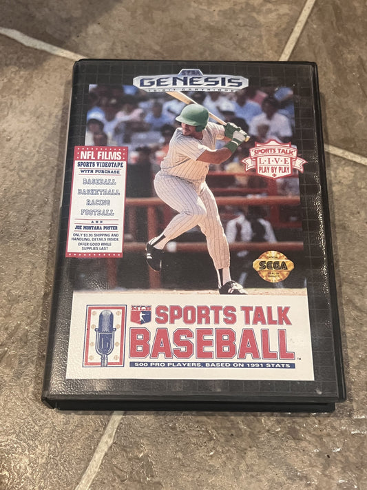 Sports Talk Baseball (Sega Genesis, 1992) WITH BOX NO MANUAL