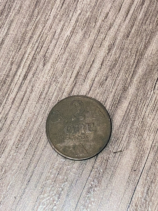 Norway 2 Ore 1933 Bronze Two Cents Pence coin King Haakon VII