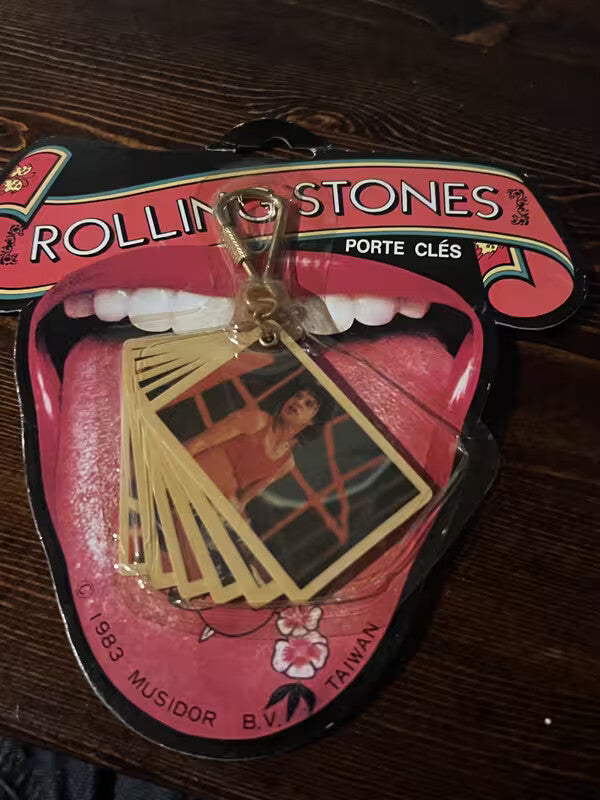Music Key Ring Rolling Stones Photo Key Ring Still in Package Blister Pack 1983