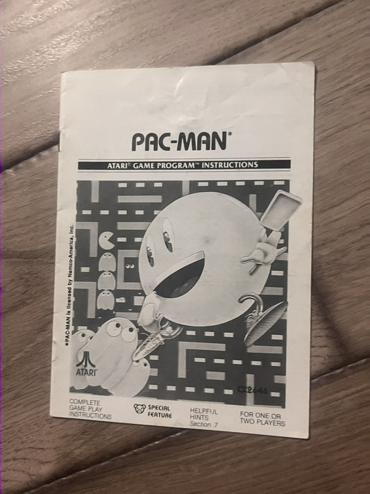 Pac-Man (Atari 2600, 1982) MANUAL ONLY BLACK AND WHITE