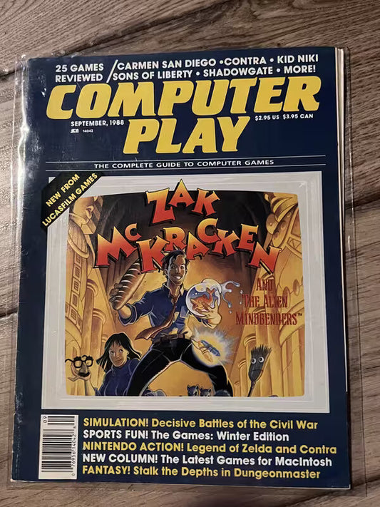 Computer Play Magazine September 1988 Zak Mckracken Rare