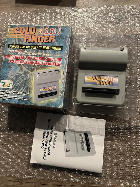 Gold Finger 2-in-1 Cheat Code Accessory for Playstation and Gameboy Adapter CIB
