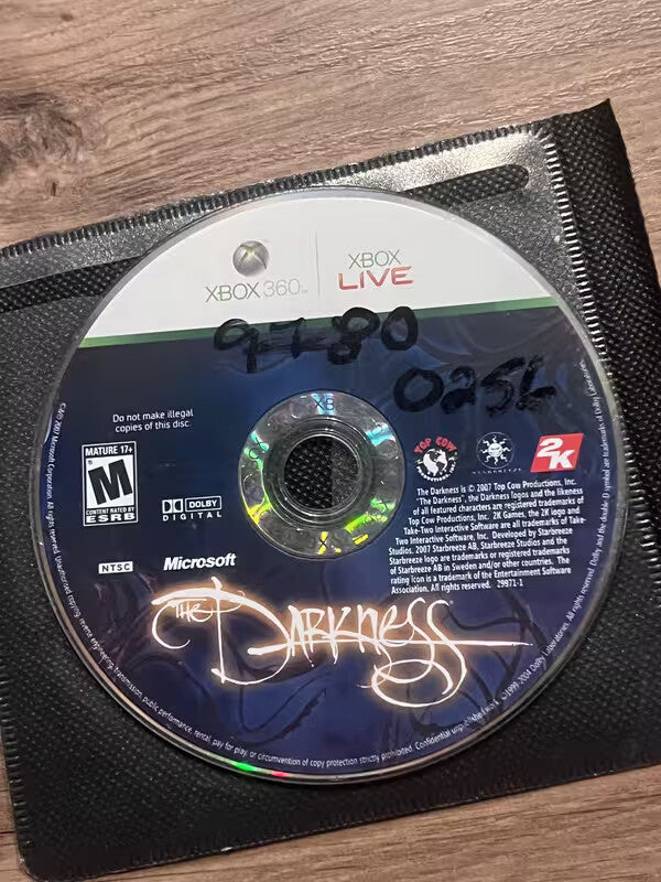 The Darkness (Microsoft Xbox 360, 2007) DISC ONLY