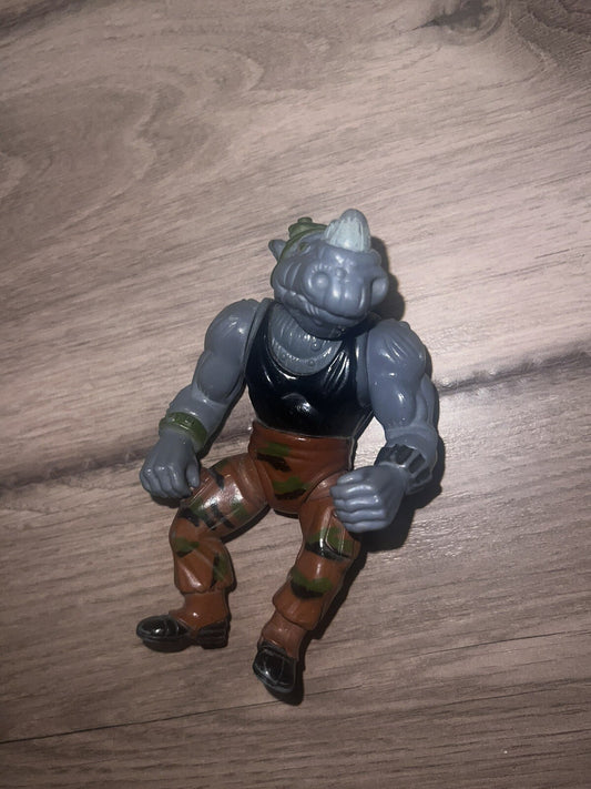 Rocksteady Original Playmates 1989 TMNT Ninja Turtles Action Figure Hard Head