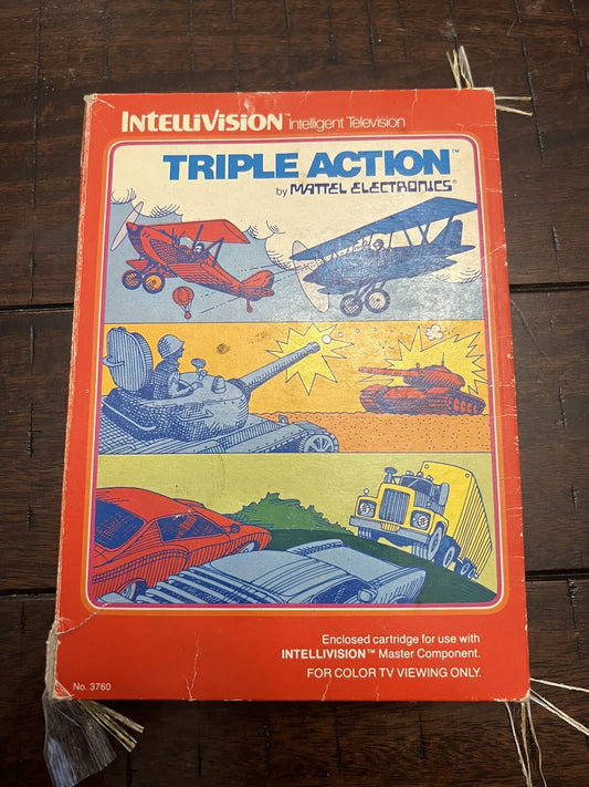 Triple Action (Intellivision, 1981) WITH BOX NO MANUALS OR OVERLAYS
