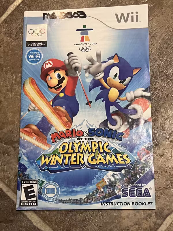 Mario & Sonic at the Olympic Winter Games Nintendo Wii MANUAL ONLY