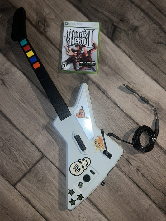 Xbox 360 X-Plorer Explorer Guitar With USB Adapter And Game NO STRAP