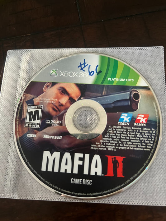 Mafia II: Platinum Hits (Microsoft Xbox 360, 2010) DISC ONLY