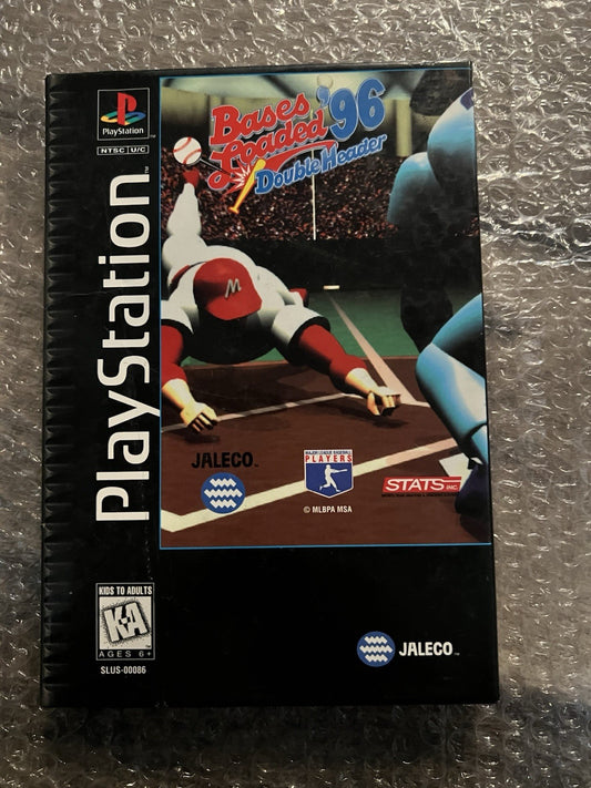Bases Loaded 96: Double Header (Sony PlayStation 1, 1995) CIB WITH LONG BOX