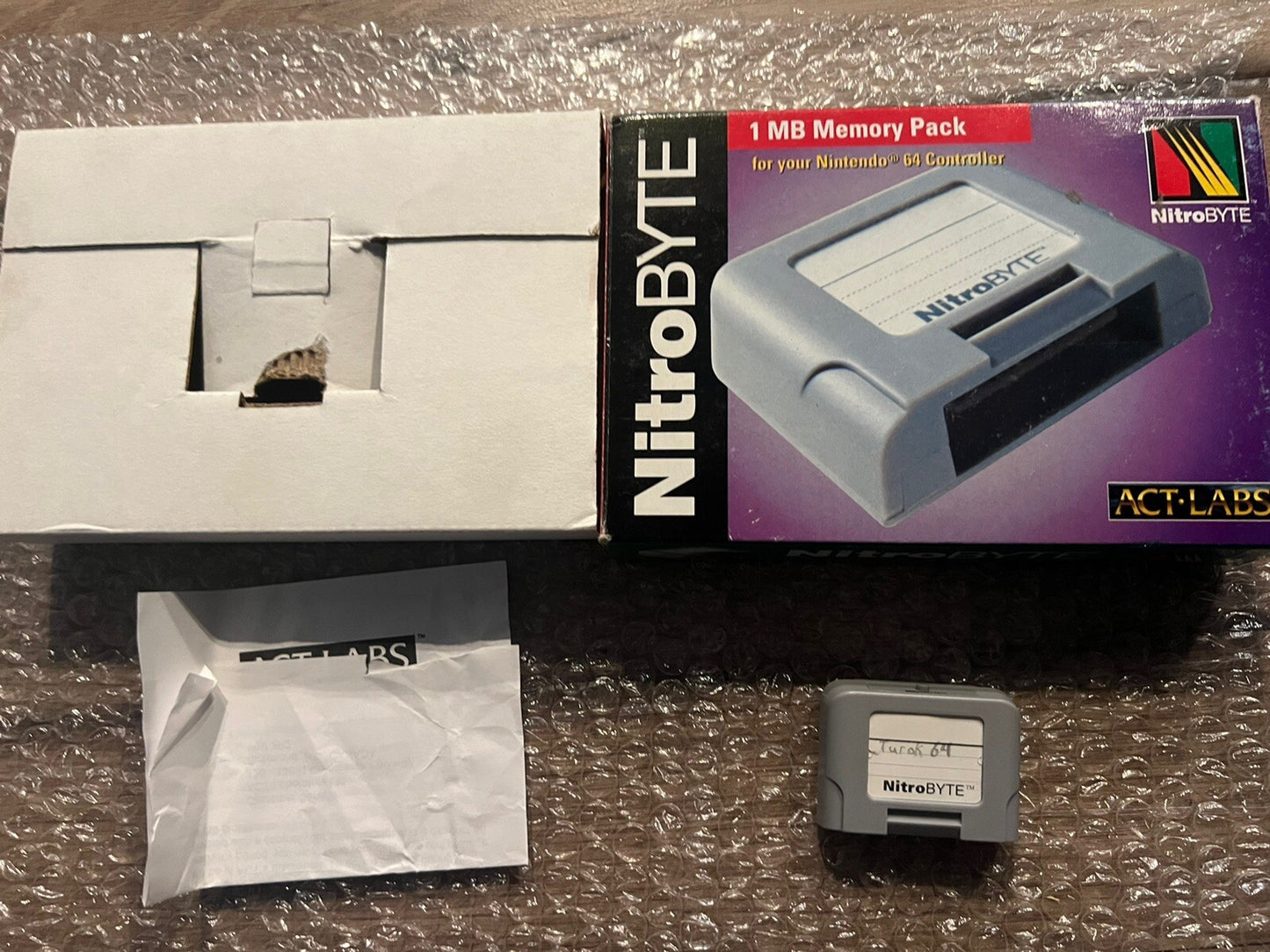 1997 Nintendo 64 N64 Controller Pak Memory Card NitroByte Act Labs Pm-10N/4 CIB