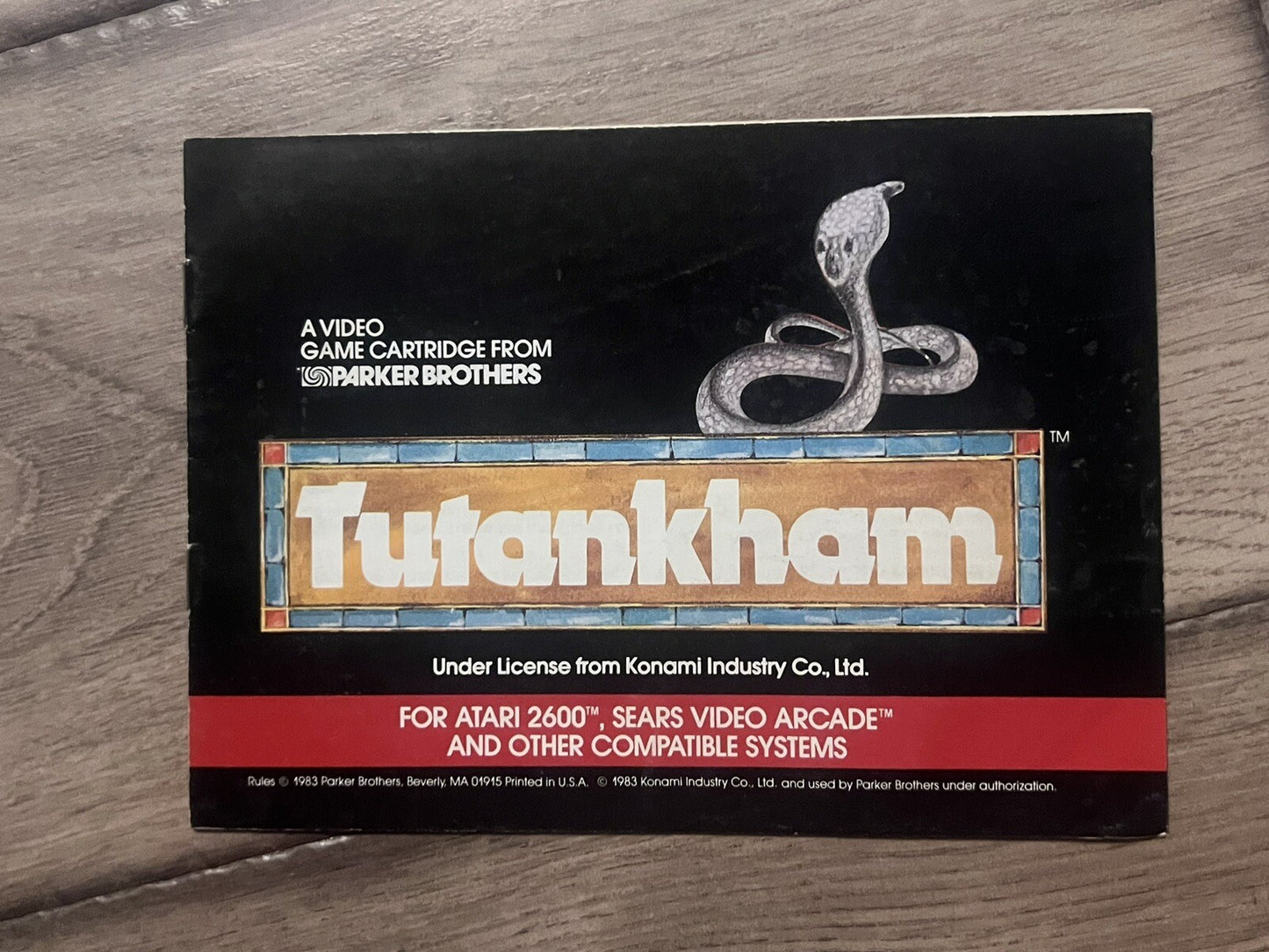 Tutankham (Atari 2600, 1983) MANUAL ONLY