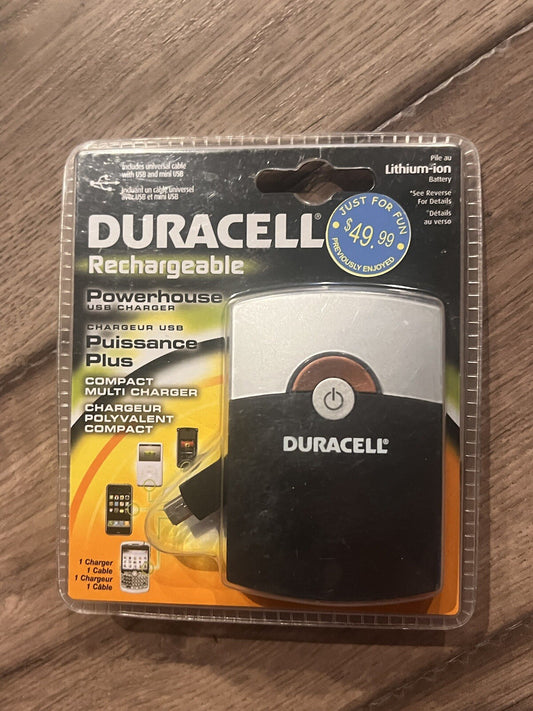 Duracell Rechargeable Pocket USB Charger w/Cable BRAND NEW