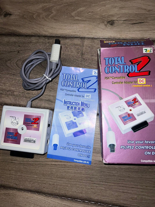 Dreamcast Total Control 2 PS1/PS2 Visual Memory Card Slot CIB WITH MANUAL