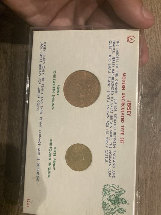 1964 Jersey Penny & Three Penny Coin Set, Modern Uncirculated Type Set