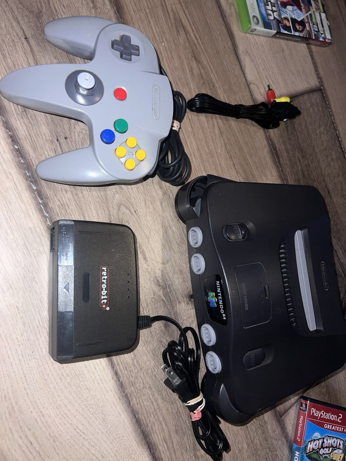Nintendo 64 Console System With Controller, Wires & Jumper Pak CHIPPED SHELL