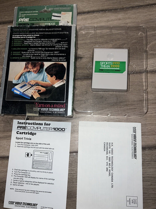 Vintage 1988 Vtech Precomputer 1000 Sports Trivia Game CIB WITH MANUAL