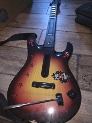 Red Octane PS2 Guitar Hero World Tour Guitar Sunburst Wireless NO DONGLE W/Strap
