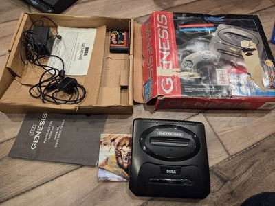 Sega Genesis II Console W/6 Pak Cart CIB Complete Box Tested Works
