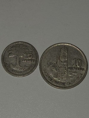 Guatemala Coin Lot Of 2, 10 Centavos 1961 5 Centavos 1951 .720