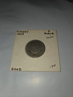 Turquie 5 Kurus 1943 Istanbul Cupro-nickel