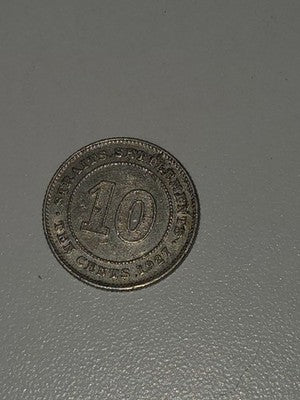 1927 Straits Settlements Silver 10 Cents
