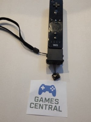 Nintendo Wii Black Controller + Motion Plus Adapter RVL-003 Tested