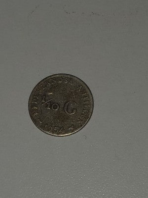 1954 Netherlands Antilles Silver 1/10 Gulden