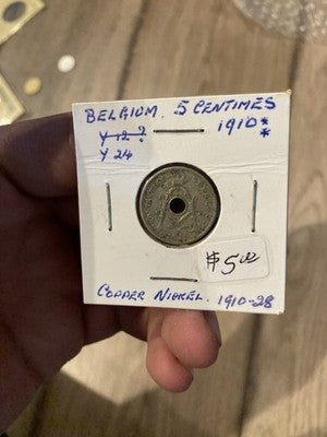 1910 Belgium 5 Centimes Coin