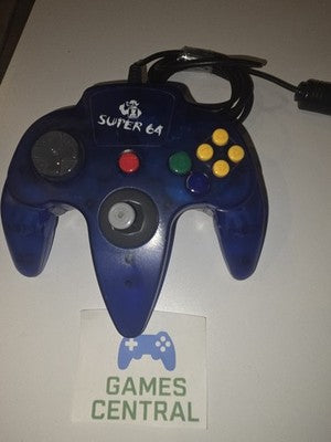 Laing Super 64 Wired Analog Controller For Nintendo 64 N64 Clear Blue